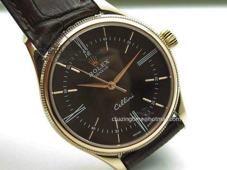 MiroTime 1219 Cellini 50505 RG Black Dial on Brown Leather Strap A2824 BP Maker Premium 4047